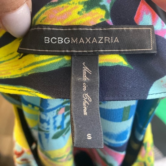 BCBGMAXAZRIA Dress in Fun Rainforest Print with Neon stripe - tropical - small - Picture 6 of 7